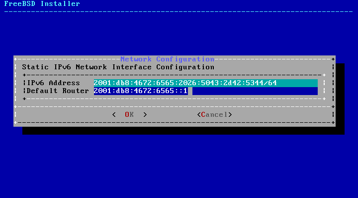 IPv6 Static Configuration